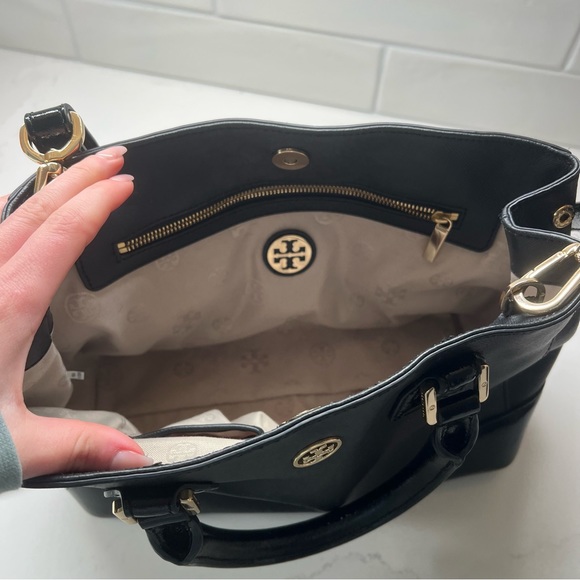Tory Burch Purse with Detachable Shoulder Strap - Black and Gold Mini tote - Picture 5 of 10